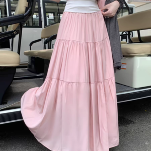 2024 New skirt High waist Slimming Belly Cover A-line skirt (pink)