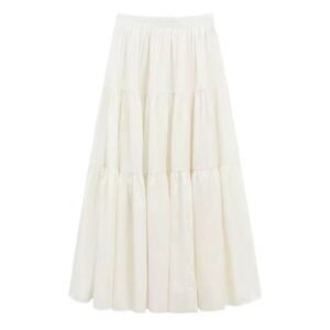 2024 New skirt High waist Slimming belly cover A-line skirt (apricot)