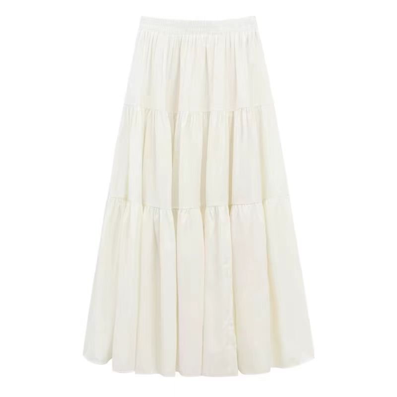 2024 New skirt High waist Slimming belly cover A-line skirt (apricot ...